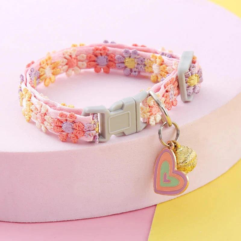 Colorful Pet Collar with Bell – Adjustable for Cats & Small Dogs