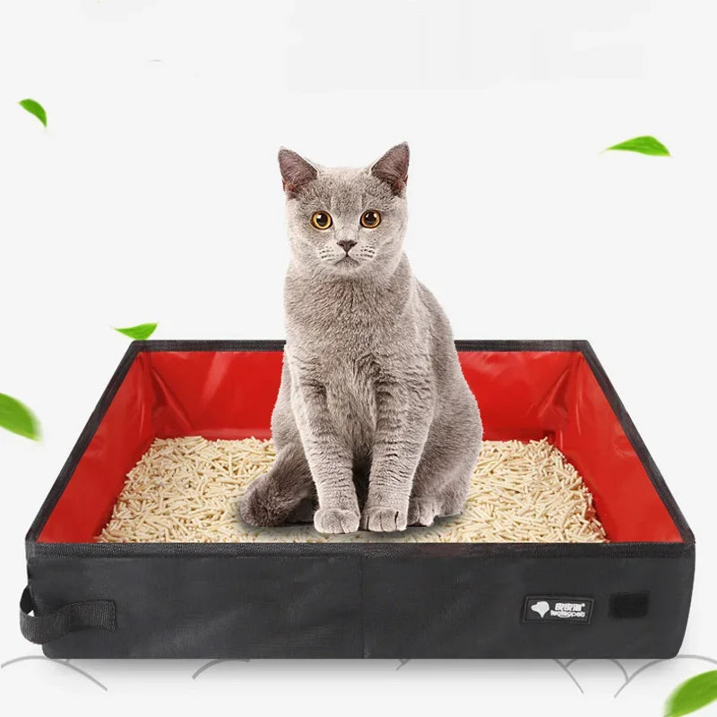 Portable Folding Travel Pet Litter Box – Waterproof Outdoor Foldable Cat Litter Potty for Cats & Small Dogs
