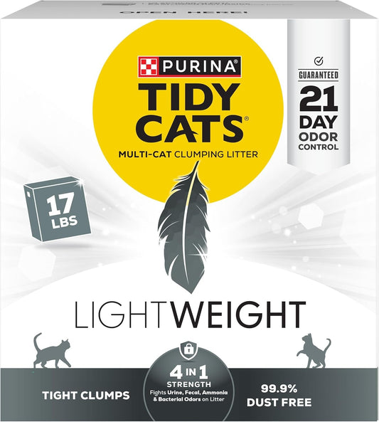 Say goodbye to messy litter boxes! 🐾✨ Check out Purina Multi Cat Low Dust Clumping Cat Litter - Lightweight & Powerful 4-in-1 Strength in a 17 lb box! Perfect for multi-cat households! 🐱❤️